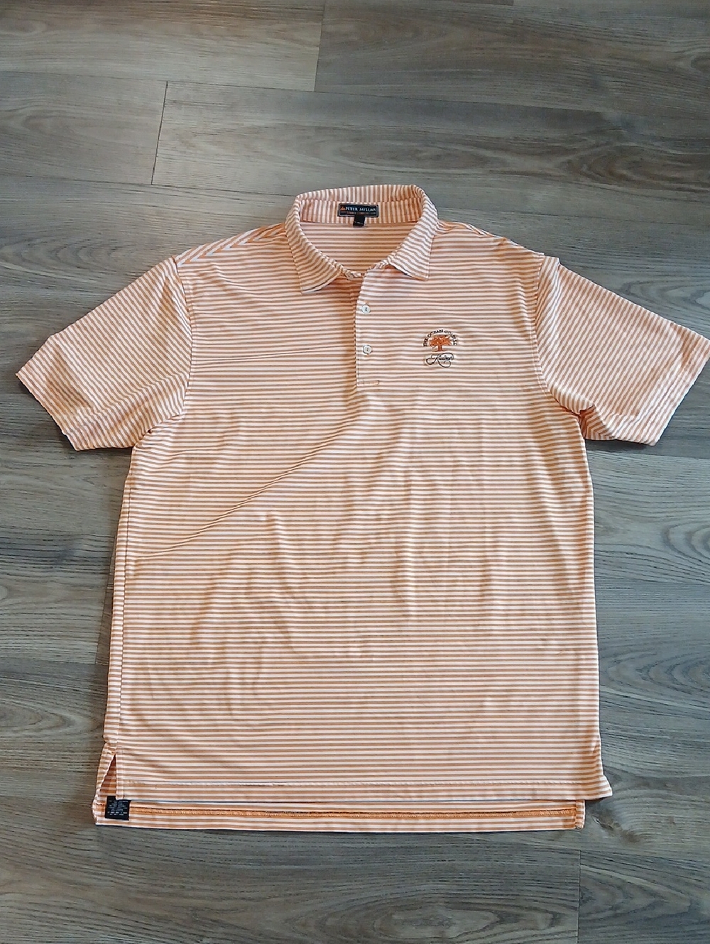 Peter Millar XXL Summer Comfort  Kiawah Thin-Striped Polo in Orange and White